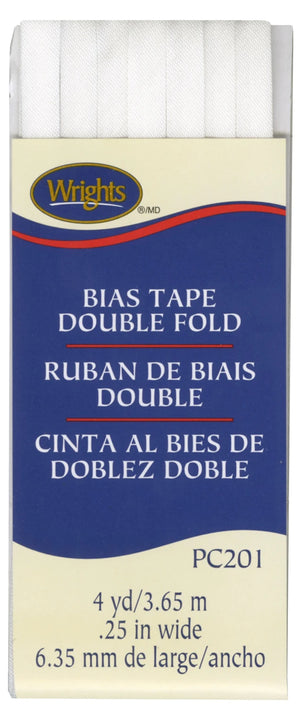 1/4" Double Fold Bias Tape White