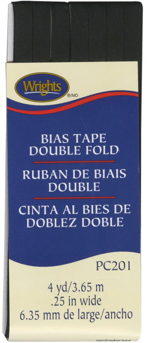 1/4" Double Fold Bias Tape Black