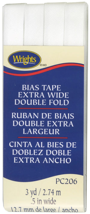 1/2" Double Fold Bias Tape White