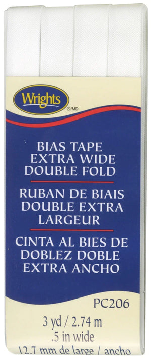 1/2" Double Fold Bias Tape White 1/2" Double Fold Bias Tape White