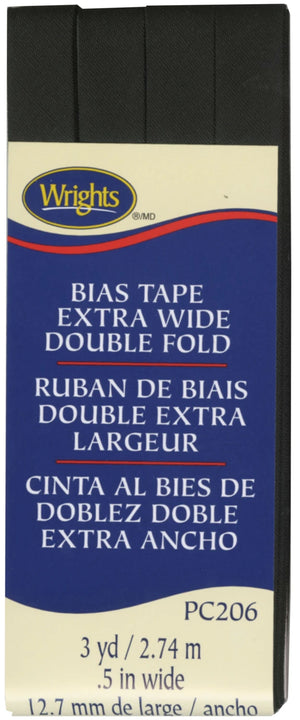 1/2" Double Fold Bias Tape Black