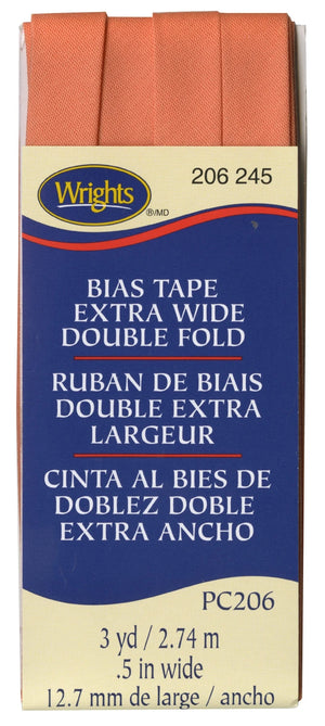 1/2" Double Fold Bias Tape Coral