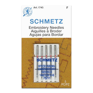 Schmetz Size 75/11 Embroidery Machine Needles (5pc) Schmetz Size 75/11 Embroidery Machine Needles (5pc)