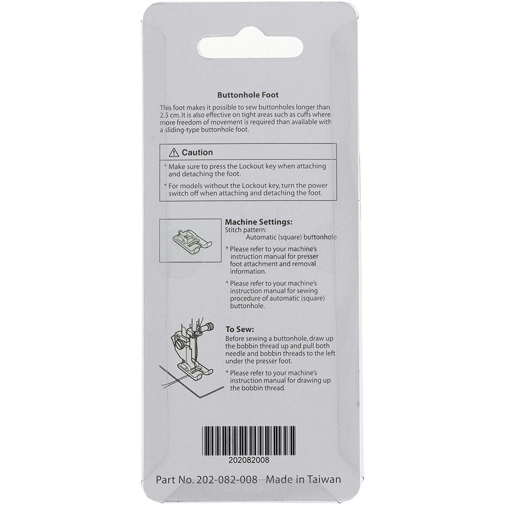 Janome Buttonhole Foot (Transparent) 9mm