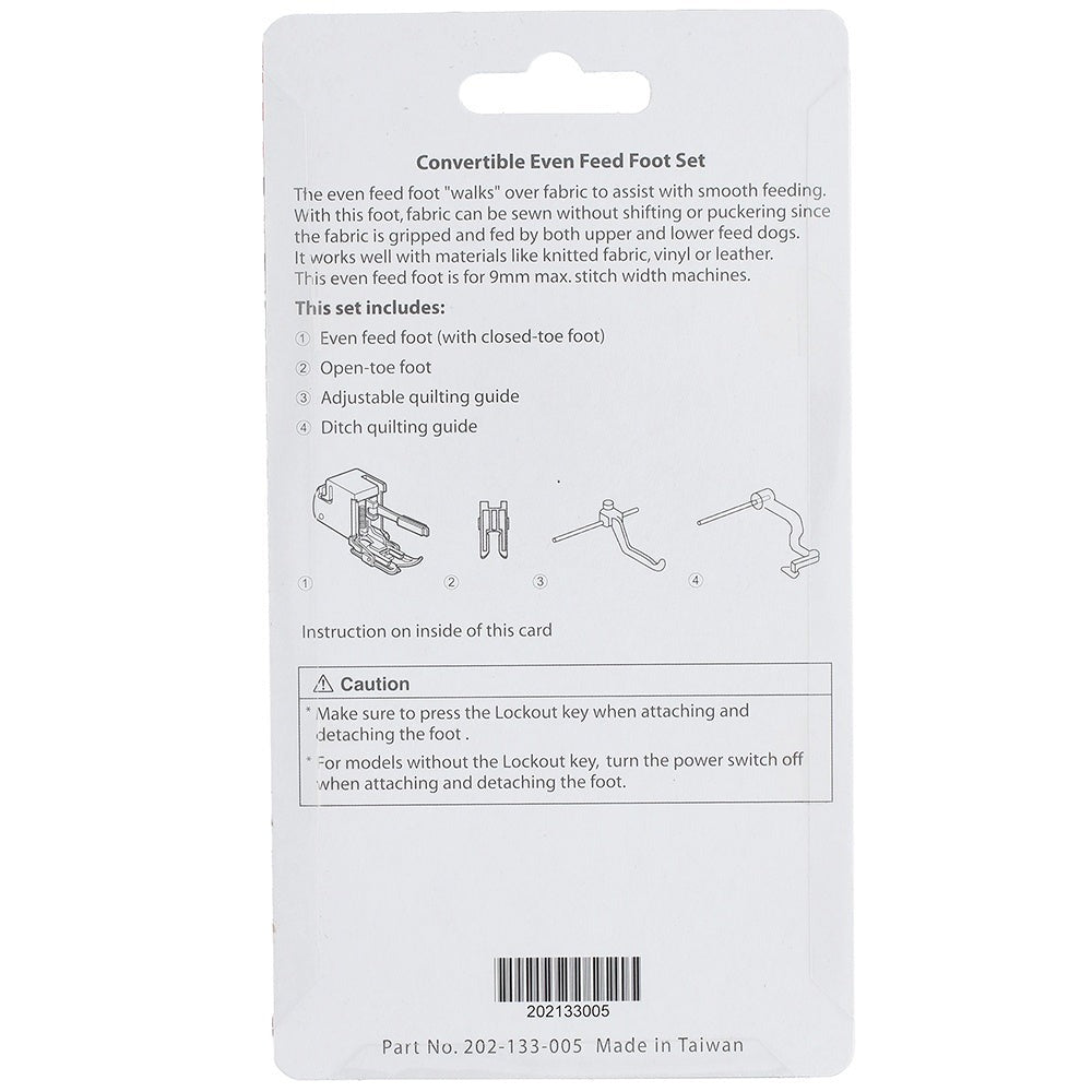 Janome Convertible Even Feed Foot Set (9mm w/o AcuFeed)
