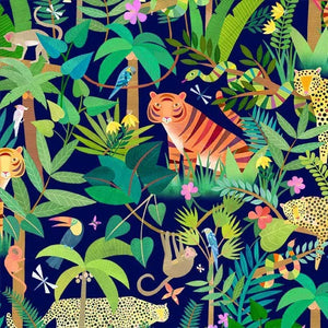 Jungle Menagerie - Jungle Collage Navy