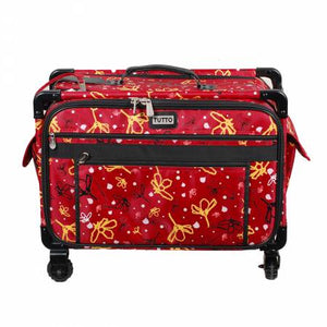 Tutto Sewing Machine Case On Wheels Extra Large 24in Red with Daisy