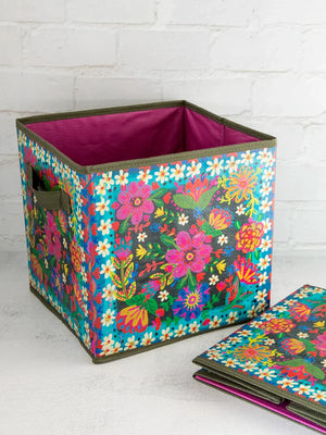 Collapsible Storage Cubes Set of 2 Charcoal Borders