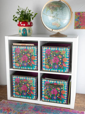 Collapsible Storage Cubes Set of 2 Charcoal Borders