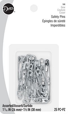 Safety Pins Nickel 25ct Assorted Sizes Safety Pins Nickel 25ct Assorted Sizes