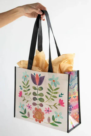Happy Bag Large Cream Folk Flower