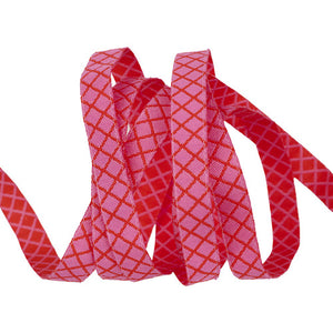 On the Grid in Bubblegum 3/8" Ribbon PER YARD