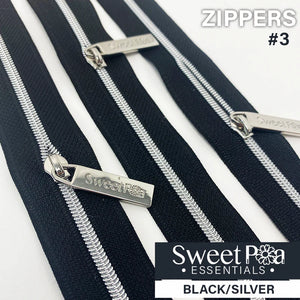 Sweet Pea #3 Zippers - Black/Silver