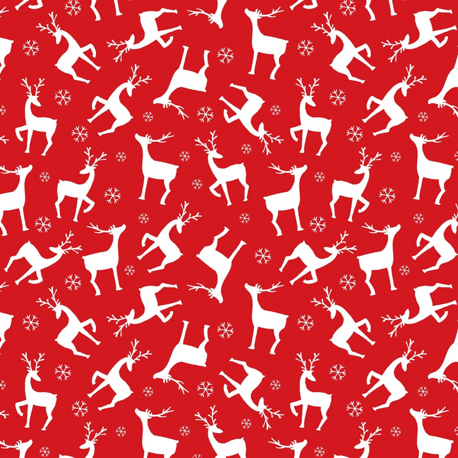 Benartex Nordic Cabin Deer w/ Pearlescent Metallic Red