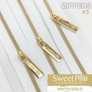 Sweet Pea #3 Zippers - WHITE/GOLD