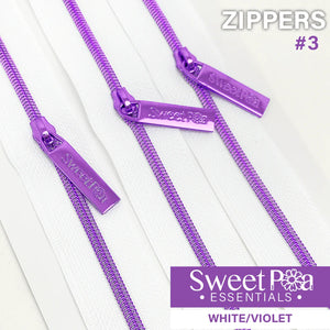 Sweet Pea #3 Zippers - WHITE/VIOLET