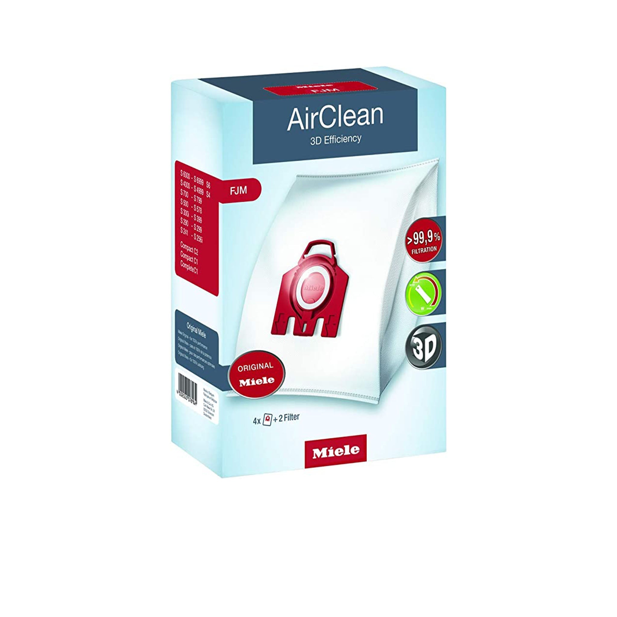 Bolsas de filtro de vacío AirClean 3D Efficiency de Miele (tipo FJM)
