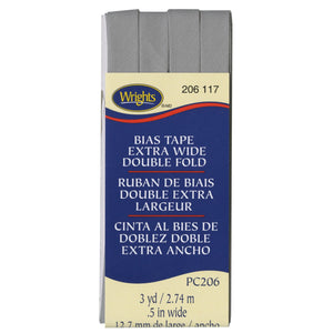 1/2" Double Fold Bias Tape Medium Grey