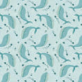 Swimming Whales Light Blue