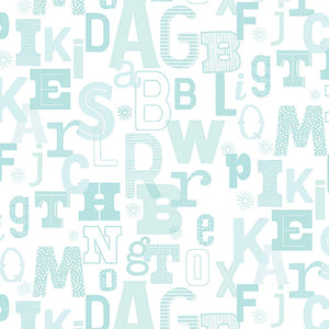Benartex Adorable Tonal Alphabet Light Teal