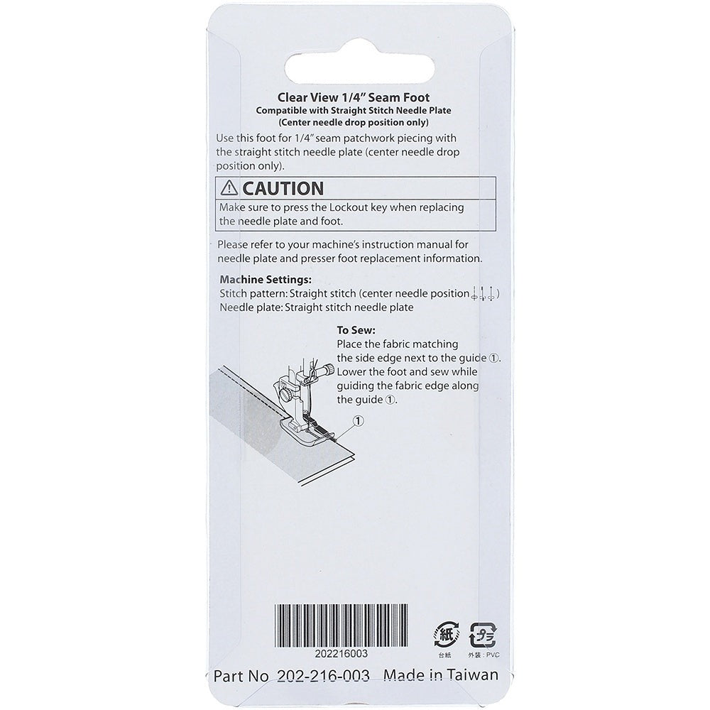 Лапка Janome Clear View 1/4" для швов для машин 9 мм