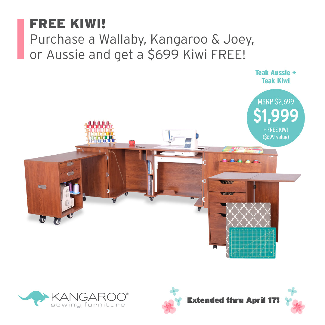 Gabinete de costura Kangaroo Kabinets Aussie II - Fresno blanco