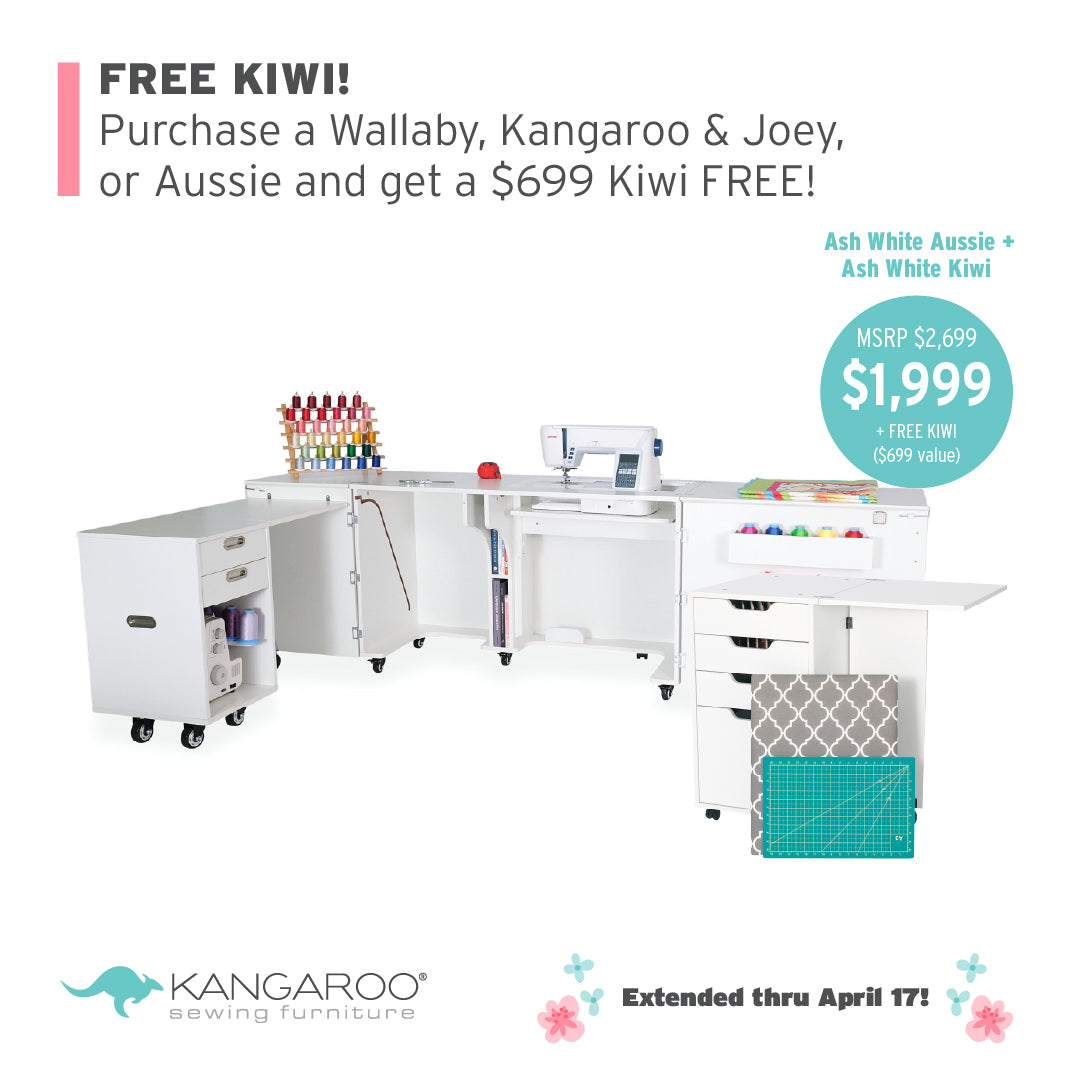 Gabinete de costura Kangaroo Kabinets Aussie II - Fresno blanco