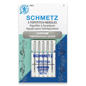 Schmetz Size 90/14 Topstitch Chrome Machine Needles (5pc)