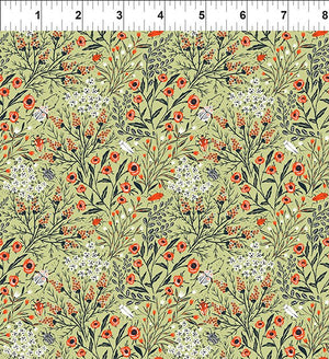 Poppies in Green - Whimsy Quilting Fabric - Meissner Sewing and Vacuum