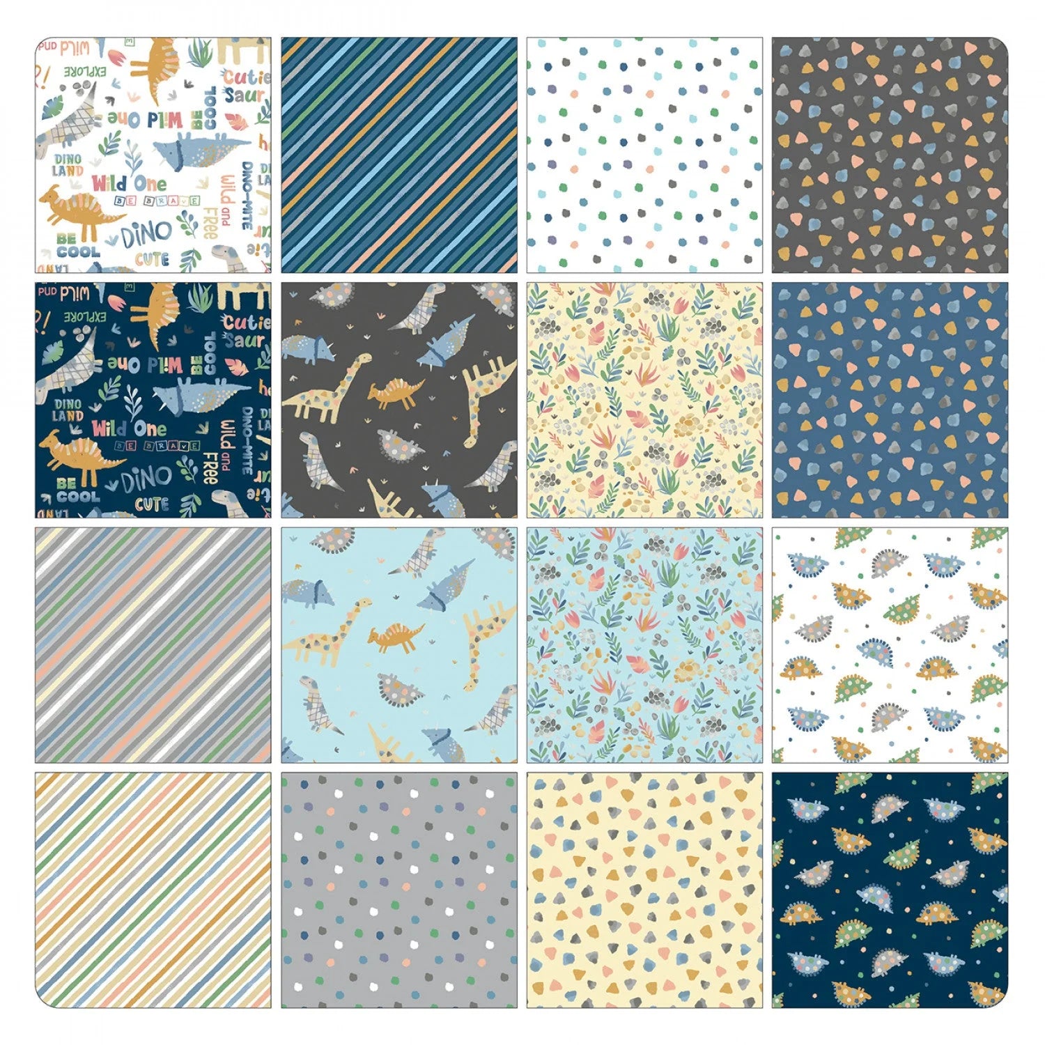Комплект из флани Benartex Baby Dino Comfort Fat Quarter (16 шт.)