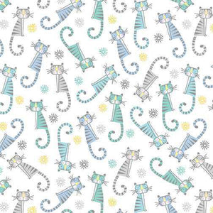 Benartex Adorable Tigers Teal/White