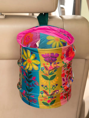 Pop-Up Car Trash Can in Folk Flower - Meissner Sewing and Vacuum