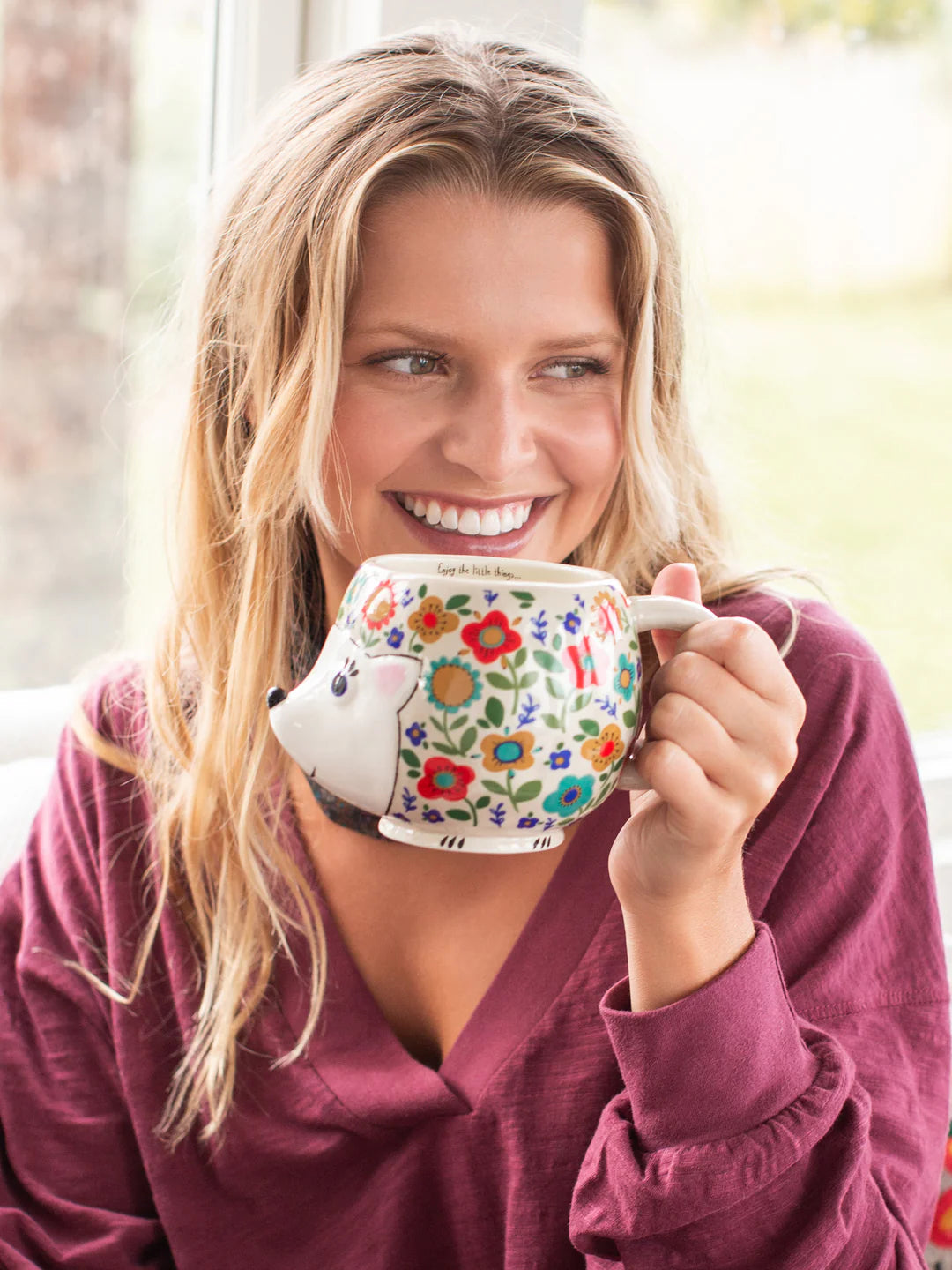 Folk Art Coffee Mug Harriet the Hedgehog - Meissner Sewing and Vacuum