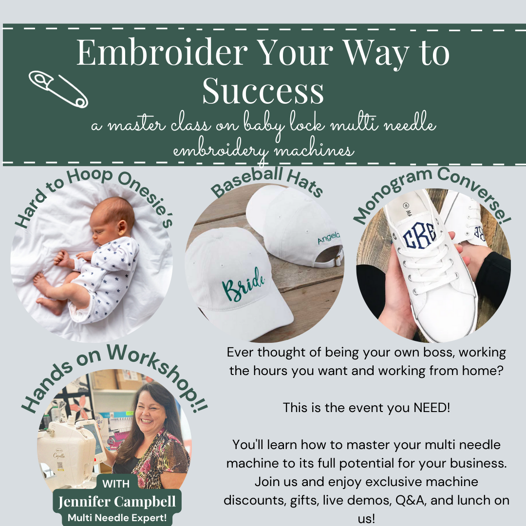 Embroider Your Way To Success! A Multi Needle Master Class | Sacramento March 9th