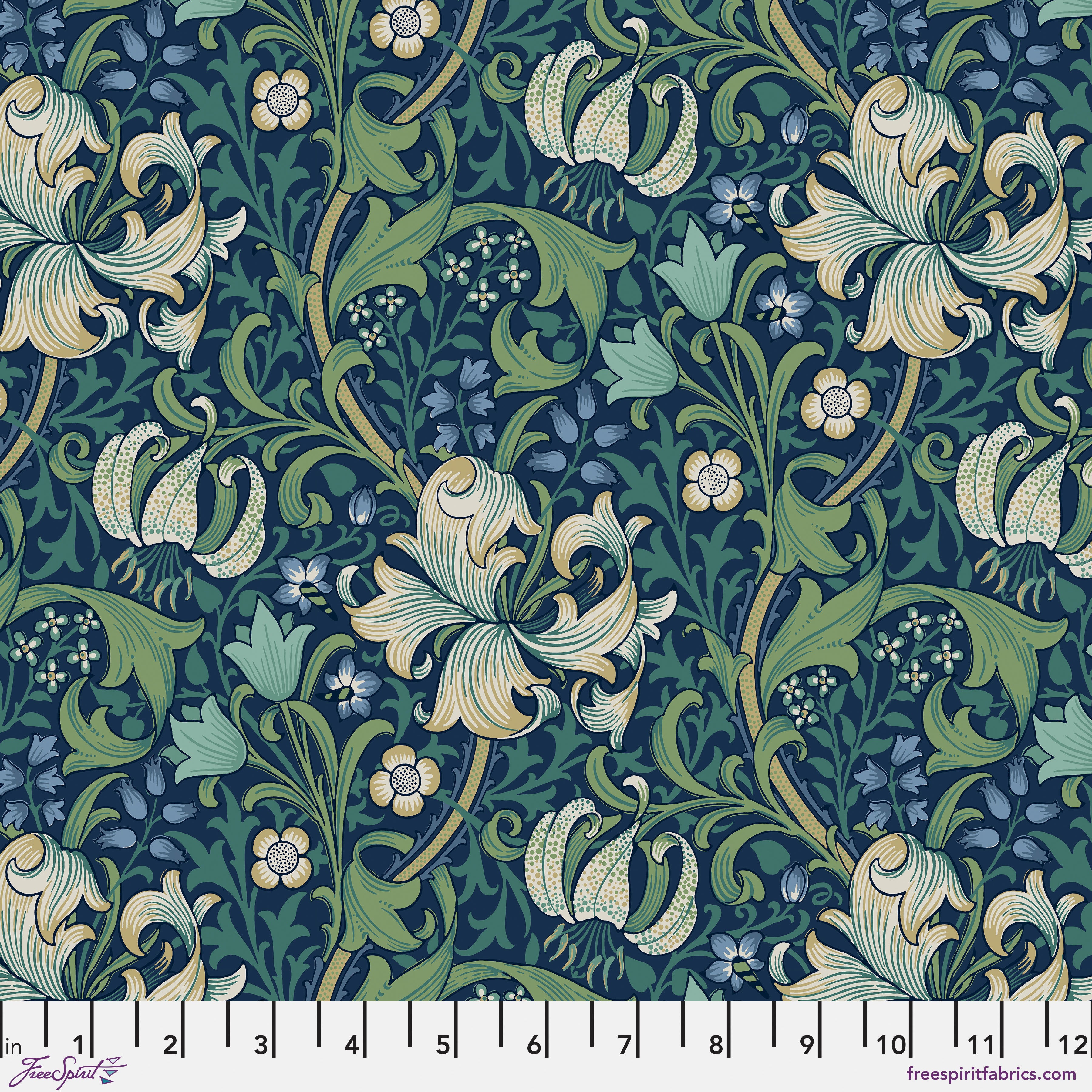 Golden Lily in Navy - The Original Morris & Co. - Meissner Sewing and Vacuum