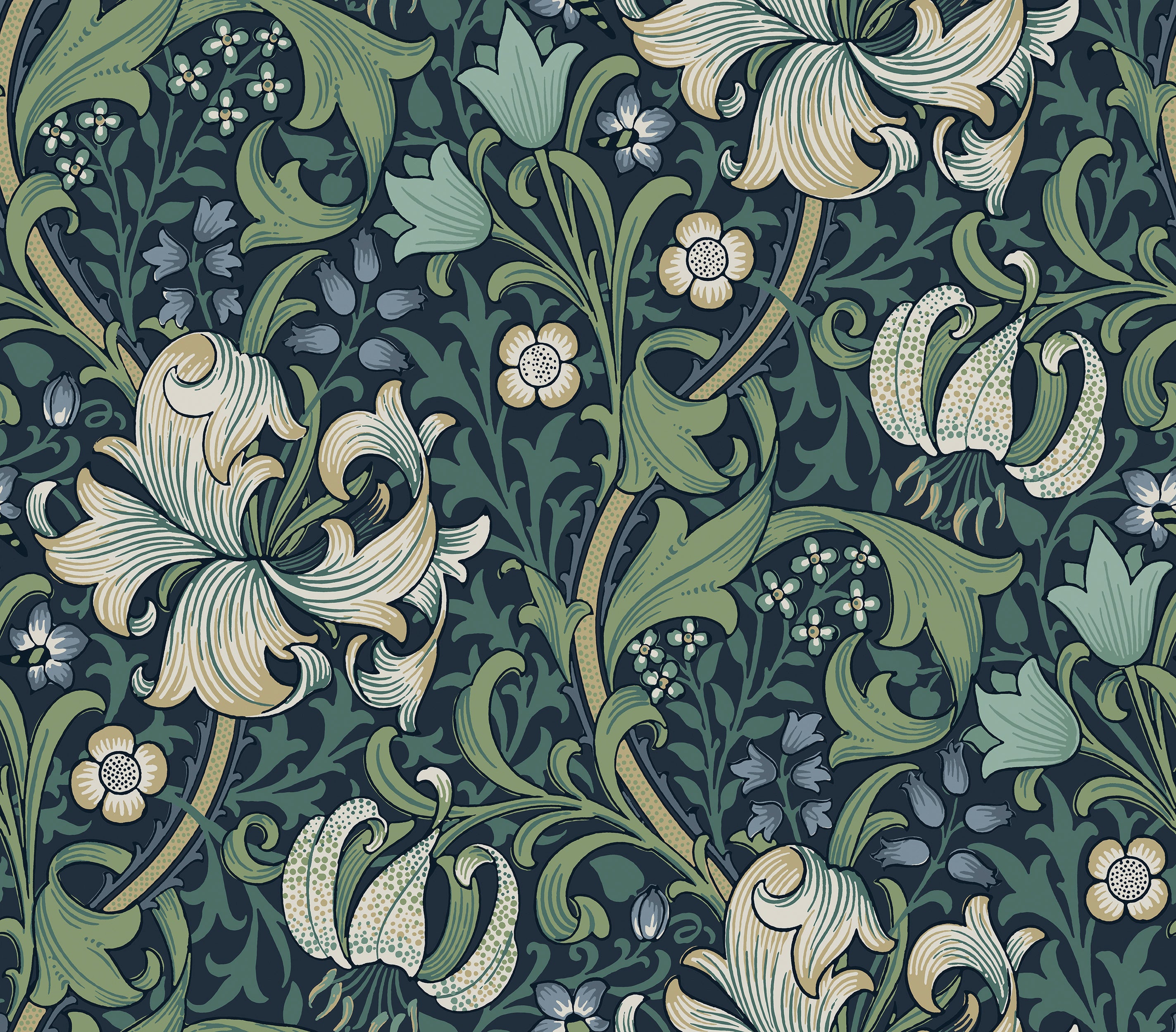 Golden Lily in Navy - The Original Morris & Co. - Meissner Sewing and Vacuum