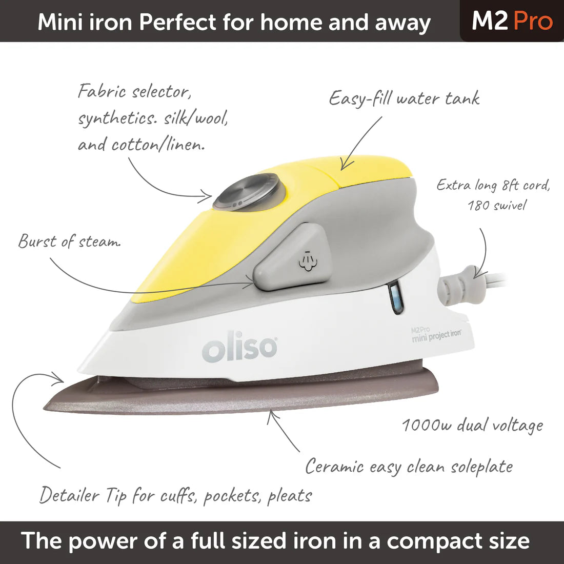 Oliso M2Pro Mini Iron with Trivet Yellow