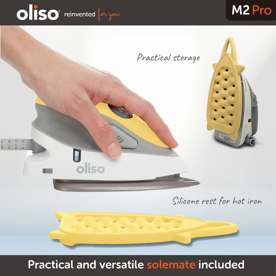 Oliso M2Pro Mini Iron with Trivet Yellow