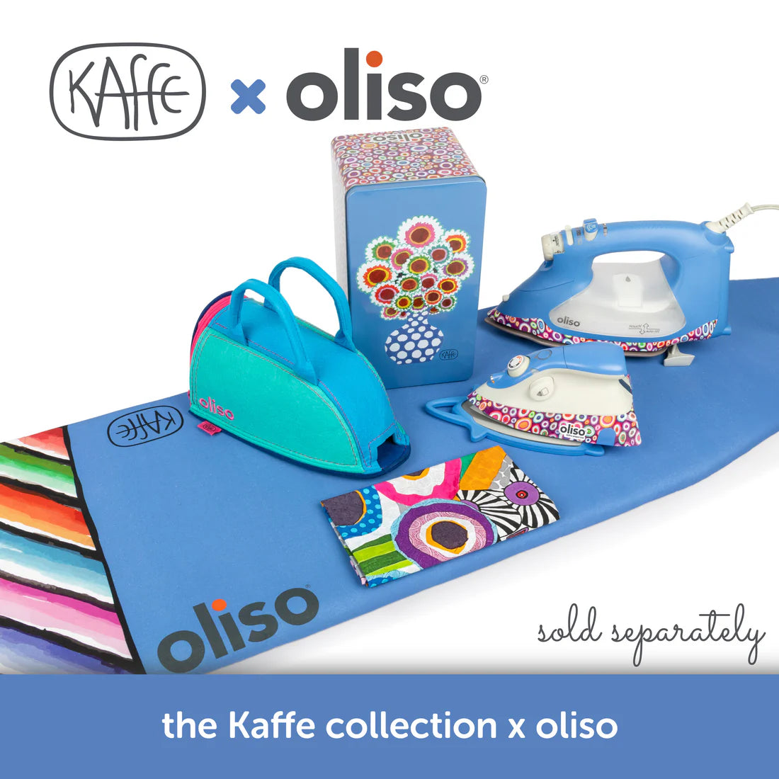 Oliso M3Pro Mini Iron with Trivet Kaffe Fassett