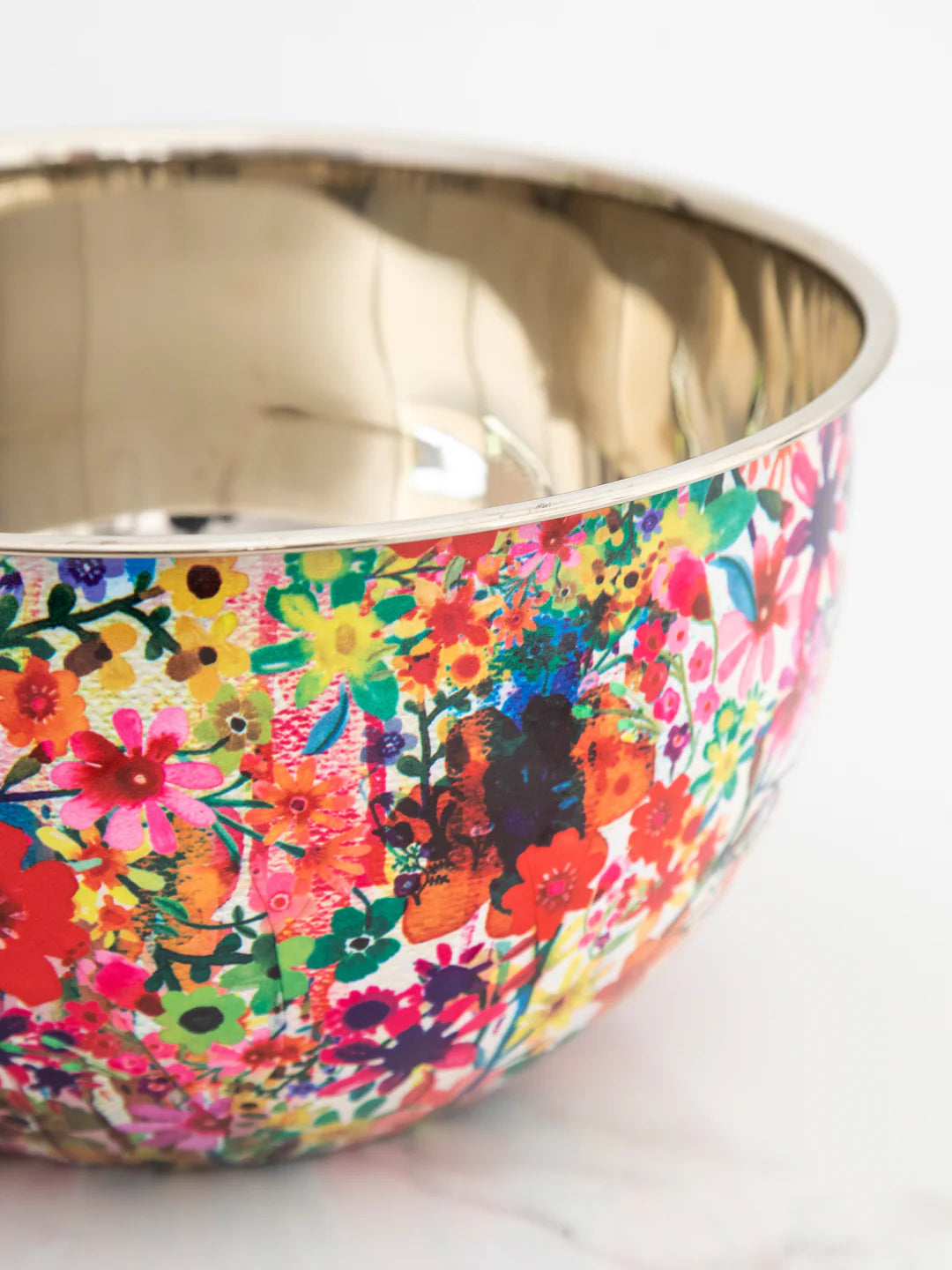 Stainless Steel Bowl in Large Watercolor Floral - Meissner Sewing and Vacuum