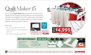 Janome Quilt Maker 15 on 8-Foot Frame - Meissner Sewing and Vacuum