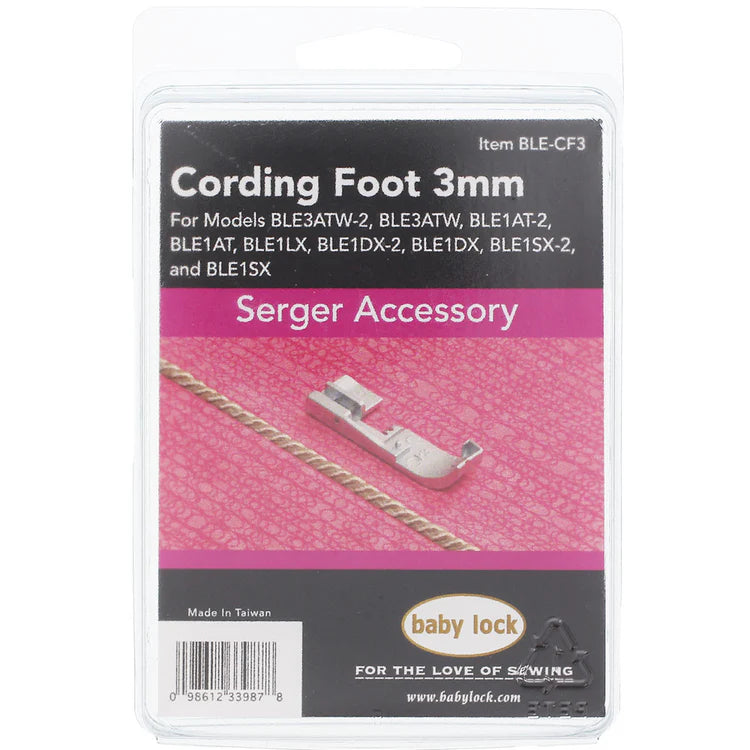Baby Lock Cording Foot 3mm, #BLE-CF3