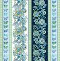 Benartex Butterfly Calypso Border Stripe Blue Multi