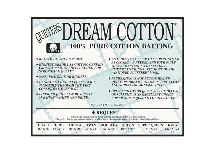 Quilters Dream Cotton Request Low Loft Quilt Batting - Meissner Sewing and Vacuum