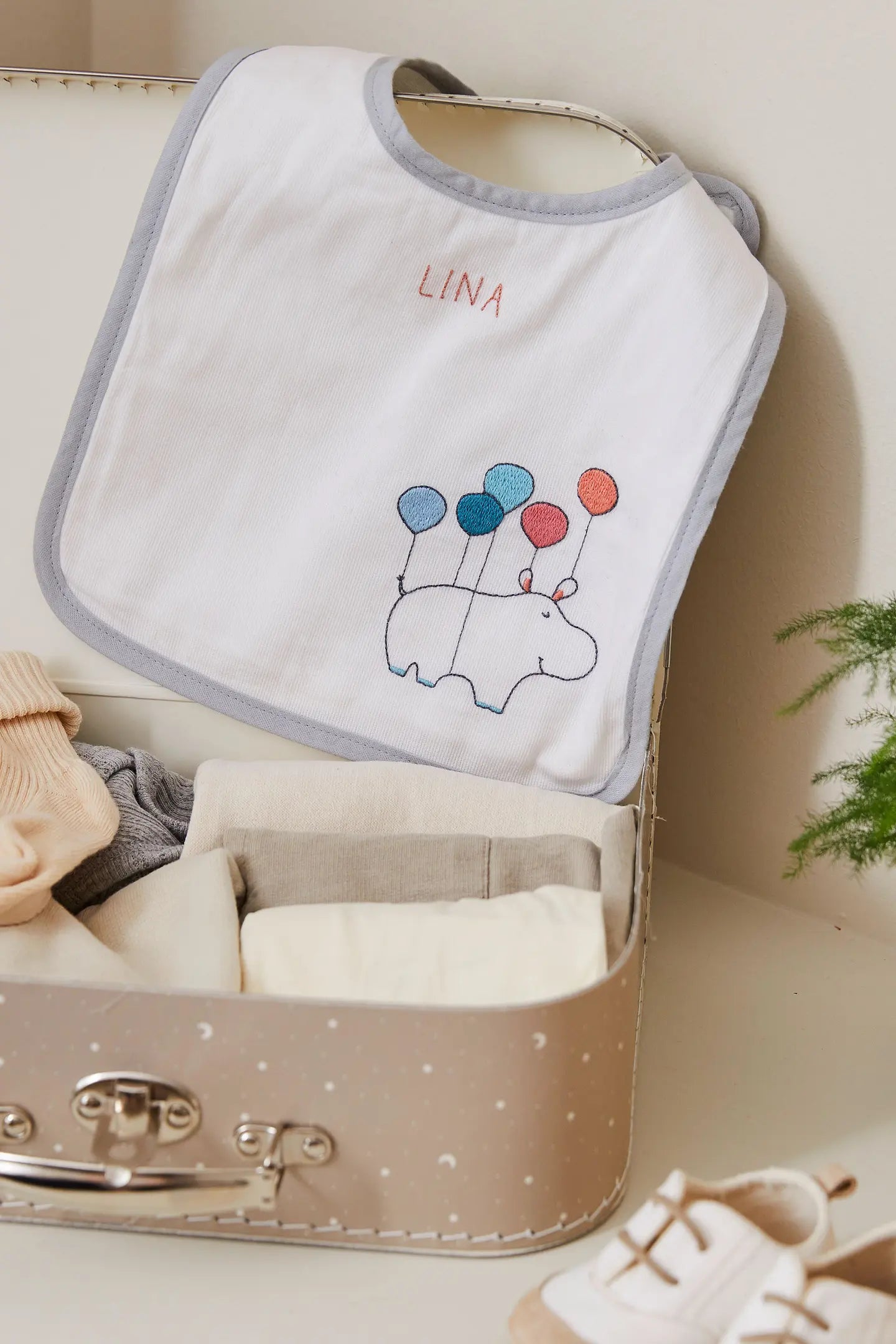 Floating Hippo Stitchable Bib