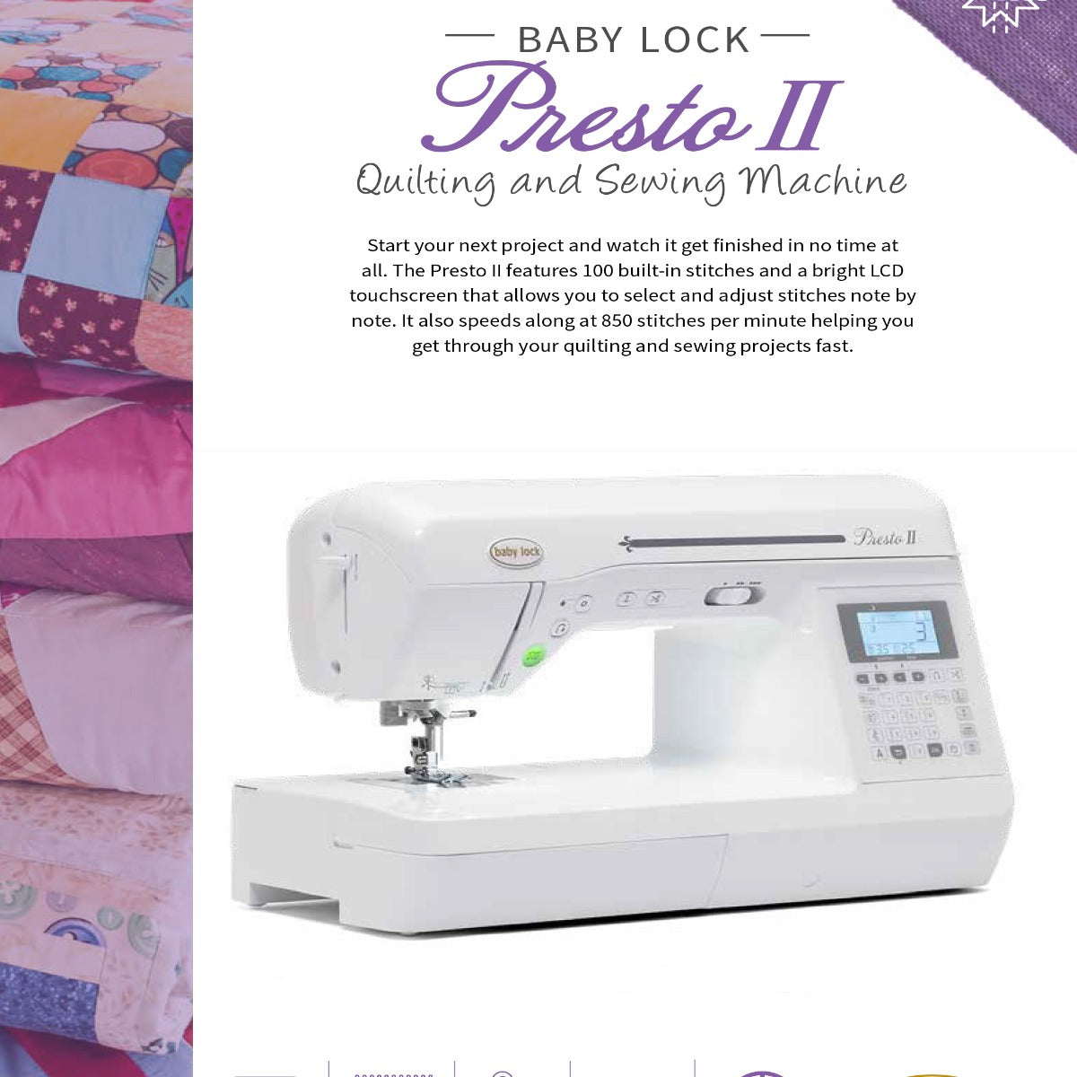 Baby Lock Presto 2 Sewing and Quilting Machine